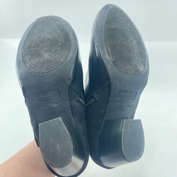 American Eagle Womens Ankle Boots 2.5" Block Heels Zipper Buckle Suede Black 9M - Picture 2 of 10
